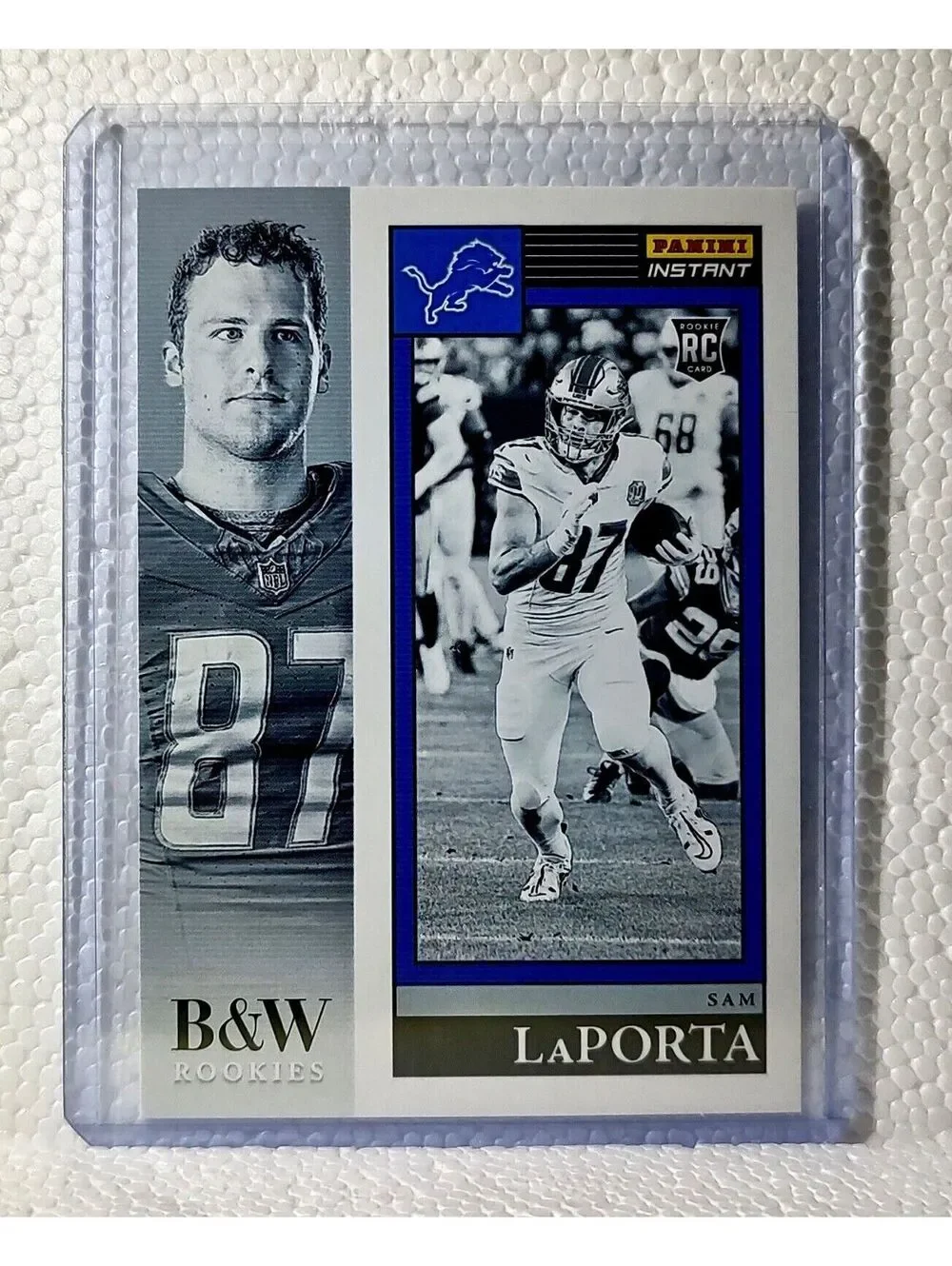 Sam LaPorta 2023 Panini NFL #21 Black & White Rookies Card Detroit Lions 1/216